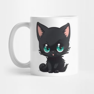 Playful Black Anime Kitten Mug